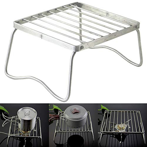 LAMF Grillrost Edelstahl Brenner Ständer Herdstütze Camping Topfhalterung Ofenhalter Gas Holzkohle Camping BBQ Rack für Rucksackreisen, Grillen, Wandern, Picknicks, Angeln