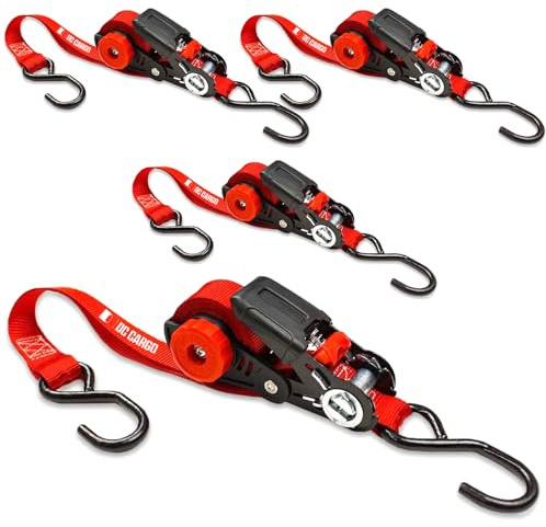Självförvarande NeatStrap spärrrem 2,5 cm x 4,6 m | 4-pack | Motorcykel, kajakspärrband för snyggt dragning och förvaring | Kajak säkert i uthämtningssäng, flyttbar lastbil, släpvagn