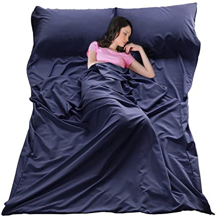 Schlafsack-Innenfutter, ultraleicht, Reisedecke, schmutzdicht, Camping, kompakter Hotelsack für Outdoor-Rucksackreisen, Wandern (Marineblau, 83 x 71 cm)