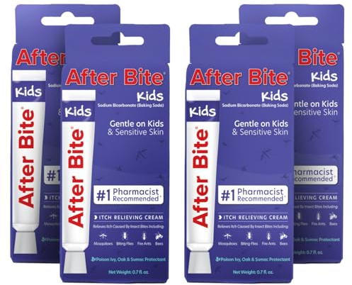 After Bite Kids - Bug Bite Itch Relief for Kids with Sodium Bicarbonate - Ideal for Mosquito Bites, Fire Ant Bites, Bees & More - Portable Cream Formula - 0.7 oz (4 Pack)