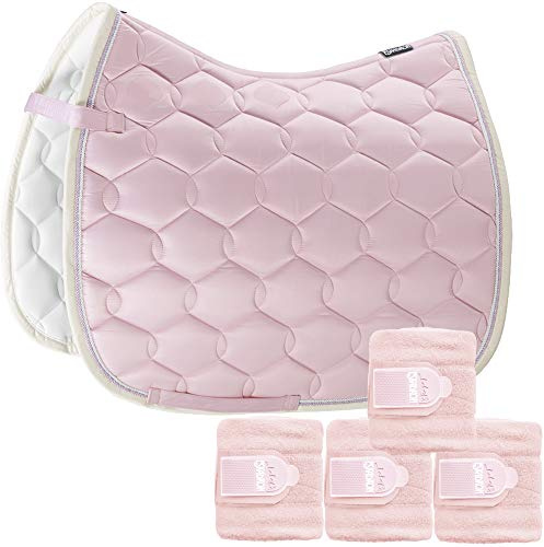 Eskadron Set Schabracke Glossy Wave mit doppel Kordel powderrose & Bandagen, Größe:Pony Dressur (PD)
