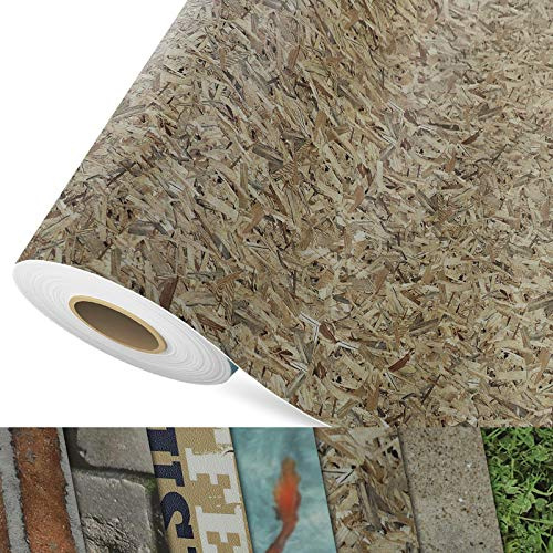 CV Bodenbelag OSB - extra abriebfester PVC Bodenbelag (geschäumt) - Foto-Druck Spanplatte - Oberfläche strukturiert - Meterware (100x500 cm)