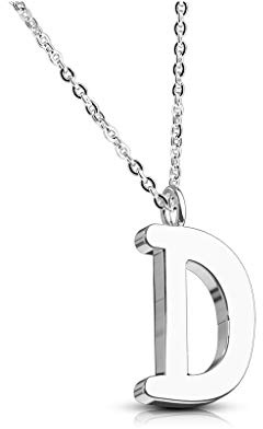 Bungsa Damen-Kette BUCHSTABEN A-Z in Silber oder Rosegold - Alphabet Halskette mit Anhänger - aus Edelstahl - Halschmuck für Damen, Kinder & Herren - A B C D E F G H I J K L M N O P R S T U V W Z