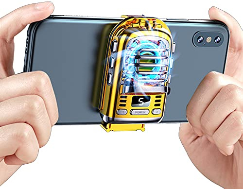 LAHappy Refroidisseur de téléphone avec Réglage de la Température, Ventilateur de Refroidissement Adapté pour Android/iPhone, Dissipateur Thermique Semi-conducteur,Jaune