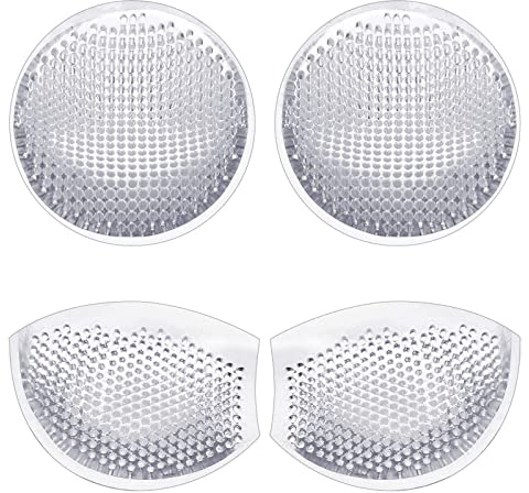 Honoson 2 Pairs Breathable Silicone Bra Inserts Waterproof Reusable Bra Inserts Breast Enhancers for Bra Swimsuit Sports Bra (Round and Semicircular Shape)