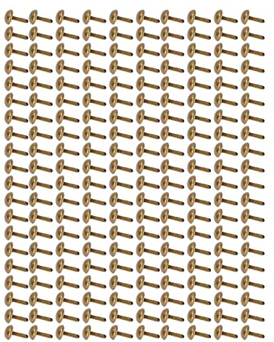 Pssopp 200Pcs 0.3in Round Head Split Pins Metal Brads,Metal Plating Nail Decoration Antique Brass Finish Upholstery Tacks Punk Clothing Shoes Bags and Other DIY Projects