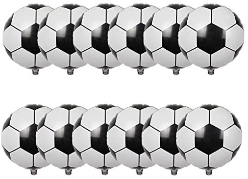 12pcs European Cup World Cup Soccer Balloons - 18inch Aluminum Foil Football Balloons for School Sports Meeting, Boys Birthday Decor