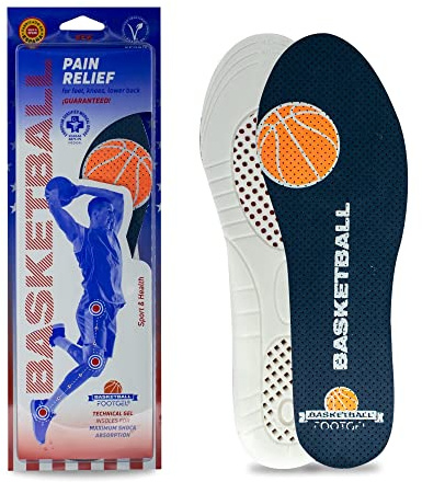 Footgel - Semelle Basket Homme/Femme | Semelles Gel Sport Respirantes et Confortables | Stabilisent, Aident à Prévenir les Blessures et les Douleurs aux Pieds, Genoux et Lombaires | Tailles 43-47
