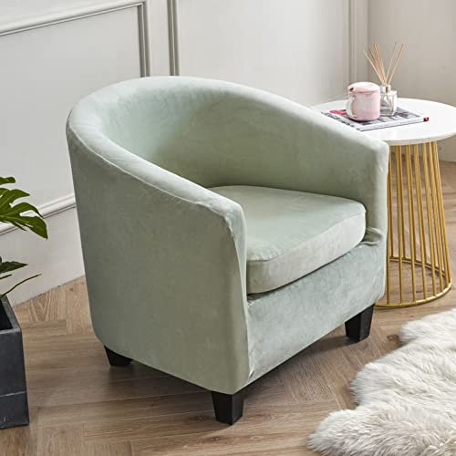 YOPOIY 2 Stück Club Chair Schonbezug, Velvet Sesselbezug Stretch Sesselhusse Waschbar mit Elastischer Unterseite Möbelschutz für Wohnzimmer -grün-Einheitsgröße