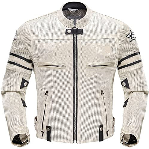 Herren Motorrad Rüstung Schutzhose Motorrad Radjacke Motocross Sommer Reitbekleidung D103 Weiß Jacke XL