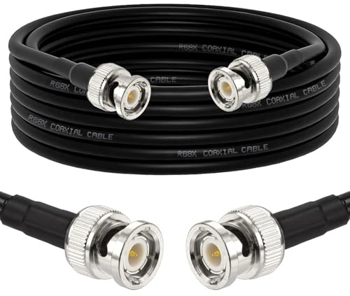 Superbat BNC Male to BNC Male Coax Cable 10ft, 50 Ohm RG8X Cable with BNC Connectors for Scanner Antenna, Radio, Modem, Oscilloscope, Spectrum, Signal Generator