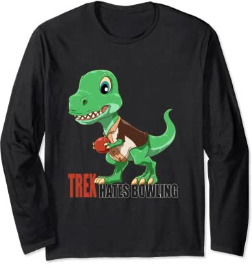 Bowling Dino Strikes Again - Cute Bowling T-Rex Long Sleeve T-Shirt