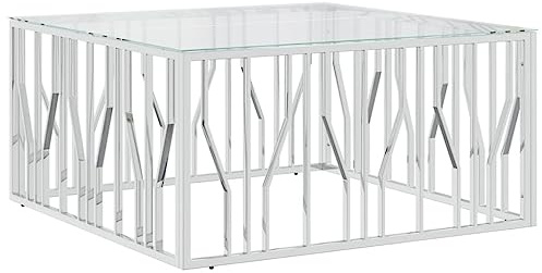 vidaXL Couchtisch 100x100x50 cm Edelstahl und Glas