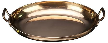 RSBFER Poêle à Paella espagnole Ovale en Acier Inoxydable, Assiette antiadhésive de Homard de Fruits de mer avec poignées Doubles rivetées pour la Maison ou Les Restaurants,D,40cm