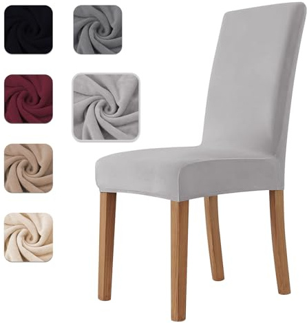 Homebliss Stuhlhussen 4er Set Stretch,Stuhlhussen Schwingstühle Elastisch für Esszimmer- und Küchenstühle, Stuhlbezug Sehr Weich Bequem Kratzfest Hellgrau