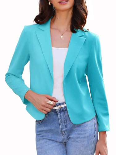 Allegra K Giacca da Donna Elegante Dressy Blazer con Apertura Anteriore Giacche Corta da Ufficio per Il Lavoro Azzurro S