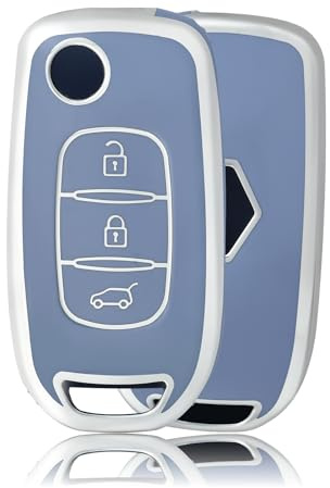OFFCURVE Etui a Cle Voiture Coque Clé, Étui à Clés Couvre Clef Cache Clef Convient pour Renault Sandero Stepway Logan Arkana Captur Kadjar Clio Megane Symbol Koleos Twingo Kangoo Dacia Duster