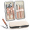 UKOFEW Set Manicura, Acero Inoxidable Grooming Kit, Set de Manicura Pedicura Profesional, Profesional Cortaúñas con Estuche de Viaje para Viajes y Hogar Damas y Hombres (Rosa,10PCS)