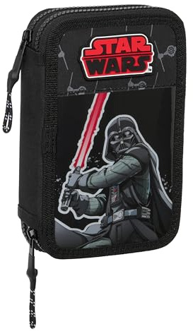 Star Wars The Fighter Schulmäppchen für Kinder, Federmäppchen mit Farben, mit 28 nützlichen Utensilien, ideal für Kinder von 5 bis 14 Jahren, bequem und vielseitig, Qualität und Widerstandsfähigkeit