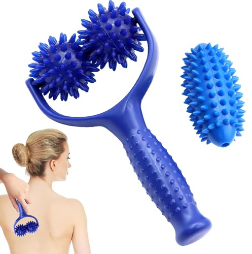 yotutun Massagebälle Massage Roller, Auswechselbare Massagerollen mit 3 Igelball Massageball Selbstmassagerolle Massagegerät Igelball Fußmassage für Beine RüCken Arme Schultern Muskelschmerzen