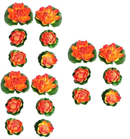 Warmhm 18 STK gefälscht Teichdekorationen im Freien künstliche Pflanzen Ornament Künstlicher schwimmender Lotus Teichdeko Seerose draussen Anlage Blauer Lotus Blumen rot