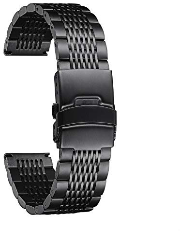 BINLUN Edelstahl Uhrenarmband 18mm 19mm 20mm 21mm 22mm 24mm Mesh Metall Uhrenarmband für Damen Herren Ersatz Armband Metallarmband Klassisch Poliert Edelstahlarmband in 5 Farben