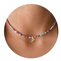 TINGN Bunte Perlenkette für Frauen Mädchen - Handgefertigt Boho Perlen Buchstaben Kette Personalisierte Geschenk für Geburtstag, Geschenke für Frauen Muttertag, Teenager Mädchen Geschenke Schmuck