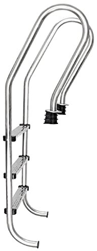 Handlauf für Schwimmbecken mit DREI Pedalen, 63,4-Zoll-Edelstahl-Rostschutzgeländer für Schwimmbecken, integrierte Installation, Silber