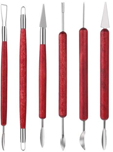 Aeaocvo Ton Werkzeug 6 Stück Töpferwerkzeug Set, Skulptur Modellierwerkzeug, Modelierwerkzeugset, Pottery Clay Tools Kit, Doppelseitige Keramik Werkzeuge für Anfänger Amateure oder Profis