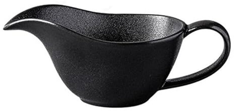 Soßenschüssel Sauciere aus Keramik, einfach zu gießende Sauciere, tragbarer Sauciere mit glattem Griff, Soßenboot aus Porzellan for Salatdressing, Brühe, Vanillepudding, Creme Soßenheber(Schwarz)