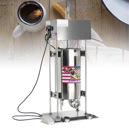 15L Commercial Manual Churros Maker, Detachable Churro Fruit Jam Filling Machine, Stainless Steel Vertical Spanish Donut Churros Machine Maker Snack Equipment, for Restaurant Bakery