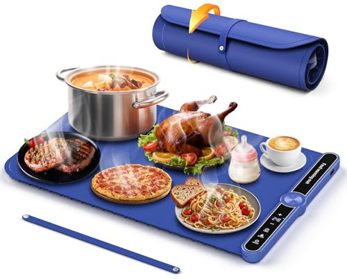 Warming Mat for Food,Electric Warming Tray with 9 Level Adjustable Temperature & 6 Hours Timer,Foldable Portable Food Warming Mat,Food Warmers for Parties,Buffet,Gatherings,Daily Use