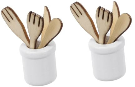 TOYANDONA 2ensembles Set Miniature De Couteau Et Fourchette pour Maison De Poupée Accessoires De Cuisine pour Garçon Fille Décoration De Miniature