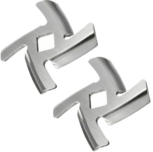 Lame Hachoir a Viande en Acier Inoxydable, Lame pour Hachoir a Viande, Lame pour Hachoir Porkert Numero 5 pour Hachoirs à Viande, Rechange de Hachoir Viande Professionnel (Argent/2 Pieces)