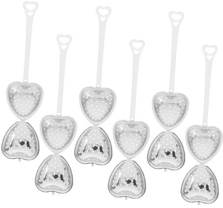 Gatuida 6pcs Stainless Steel Heart Shaped Tea Infuser Handle for Loose Leaf Tea Convenient Strainer and Filter for Home Brewing