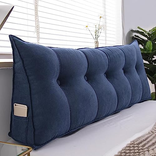 Cojín triangular de lectura con forma de cuña para cabecero, funda extraíble para sofá, 120 x 50 x 20 cm, respaldo ideal para comodidad y relajación