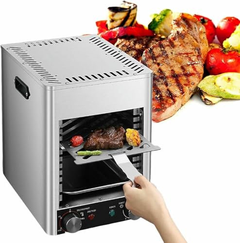 BGVYFXEZ Parrilla eléctrica para Carne, asador eléctrico sin Humo, asador de Carne de Acero Inoxidable, Parrilla eléctrica para Barbacoa, Tostadas, Parrilla, Interior, 10 Niveles