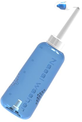 POPETPOP Botella de Plástico Uso Invertido de 500ml para Limpieza Nasal 2 Boquillas y Control Botón Irrigador Nasal para Adultos y Niños