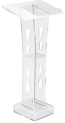 Dofanqing Podium Acrylique Transparent Podium De Conférencier Bleu avec LED Panneau 60 * 40cm Adapté Aux Conférences Écoles Hôtels Et Événements Spéciaux
