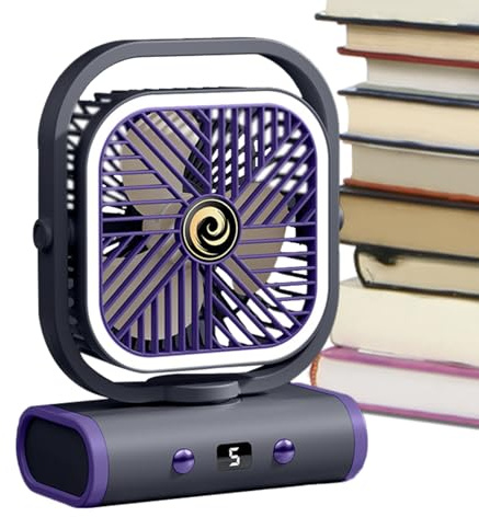 Genérico Ventiladores De Escritorio Pequeños Silenciosos | Ventilador Pequeño De Mesa Para Cabecera,Recargable e Inclinación Ajustable, Accesorios de Viaje para Casa Dormitorio Exterior Camping