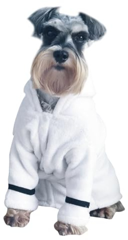 Toyvian Hochabsorbierender Hundebademantel Aus Mikrofaser Mit Kapuze Schnelltrocknend Und Kuschelig Warm Haustierpyjama Für Große Hunde Und Katzen Weiß XL