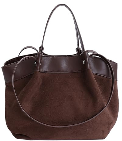 Waniki Handtasche Damen Mittelgroß Tote Bag Wildleder Shopper Tasche Elegante Umhängetasche Groß Schultertasche Henkeltaschen Shopper Bag Handbags Tragetasche Beuteltasche für Einkaufen Reisen