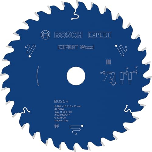 Bosch 1x EXPERT Wood Kreissägeblatt für Handkreissägen (für Weichholz, Hartholz, Ø mm, Professional Zubehör kabelgebundene Handkreissägen)