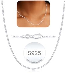 ZHESHY Silberkette Damen 925 Ohne Anhänger Echt Silber 0.8/1/1.3mm Breite | Kette Silber 925 Damen,Wasserfest Glänzende Halskette,Silberne Schmuck,Geschenke Für Frauen Mädchen Mama,Länge:40cm-55cm