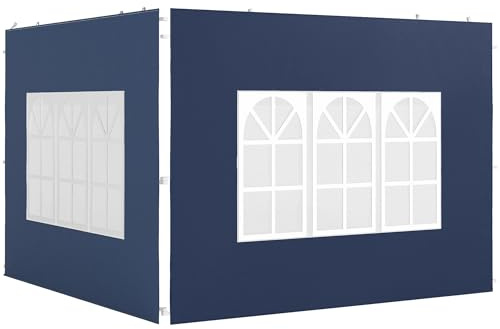Outsunny Set di 2 pannelli laterali per gazebo 3x3 3x6 pannelli laterali impermeabili con finestra pareti laterali resistenti all'inverno per gazebo da giardino, colore blu