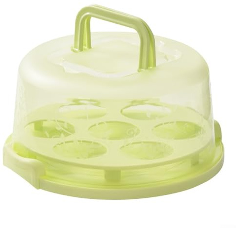 Caja de almacenamiento de pasteles transportable con tapa y asa para pasteles de 8 pulgadas y golosinas de fiesta con compartimento separado para frutos secos, frutas y galletas (verde)