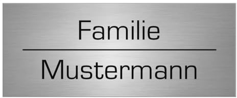 Edelstahl Briefkastenschild Gravur Klingelschild Türschild Linie 10 x 4 cm | Namensschild, witterungsbeständig, UV-beständig, selbstklebend, 3M Klebeband, Premium Gravur