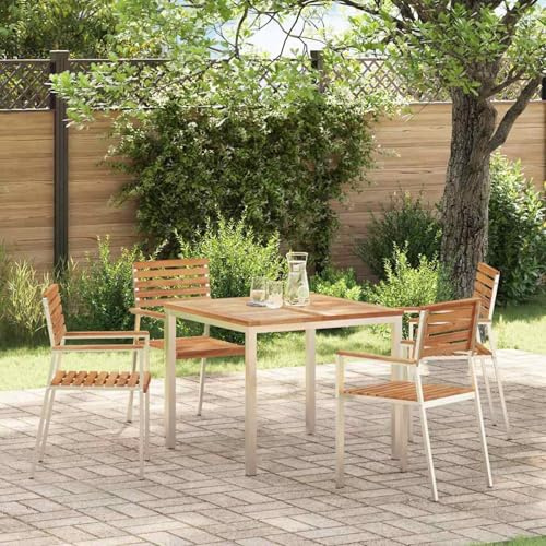 Fecpoo Trädgårdsstolsset 4 stycken teak massivt trä, olje-naturlig finish, 56 x 54,5 x 87 cm – ergonomisk, väderbeständig, utomhus