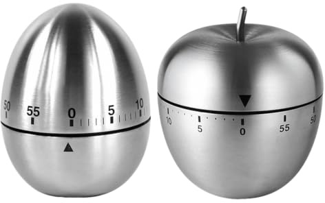 Abiyou 2 Piezas Cronómetro De Cocina para Huevos,Temporizador Cocina De Acero Inoxidable,Minutero De Cocina En Forma De Huevo,para Cronometrar,Sala De Estar,Dormitorio (2 Formas)