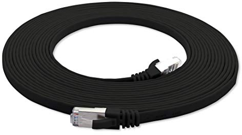 2m - svart - 1 stycke Cat7 platt kabelnätverkskabel Cat 7 rå kabel Gigabit Lan (10Gbit / s) platt kabel installation kabel patch patch kabel platt tunn Rj 45 kontakt Cat6a